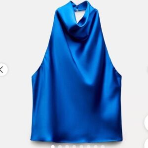 Zara Women's Vibrant Blue Satin Top